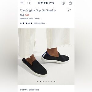 Rothy’s original slip on sneaker in black / size 7.5